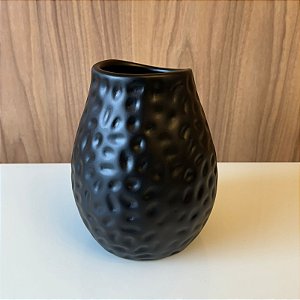 VASO DE CERAMICA  LUA PRETO FOSCO - PEQUENO .