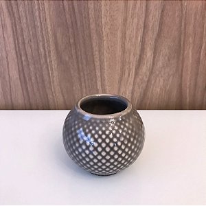 VASO MINI BOLA DE CERAMICA CINZA