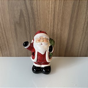 MINI ESCULTURA PAPAI NOEL EM CERAMICA COM LED