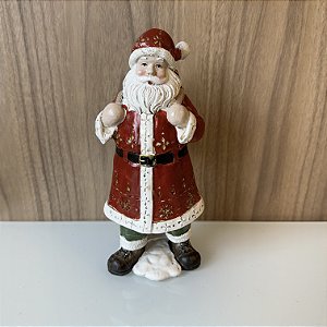 ESCULTURA PAPAI NOEL COM SACO PRESENTES EM RESINA