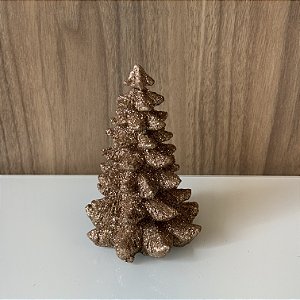 MINI ARVORE NATAL RESINA GLITER DOURADO