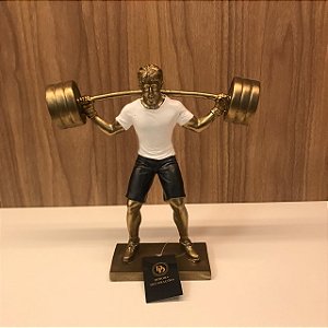 ESCULTURA / ESTATUETA HOMEM MUSCULAÇÃO.