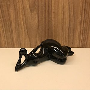 ESCULTURA / ESTATUETA GORDINHA DEITADA  - PRETO G