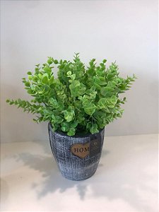 ARRANJO DE FOLHAGENS VASO CINZA EM CIMENTO COM CORAÇÃO HOME