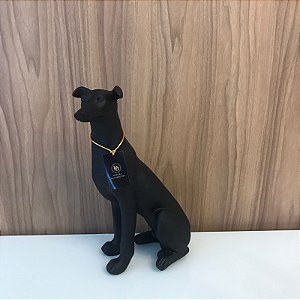 ESCULTURA CACHORRO SENTADO PRETO FOSCO MEDIO 39X18CM