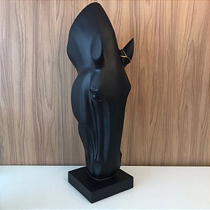 ESCULTURA CAVALO FIBRA PRETO FOSCO GG 1,06X37CM