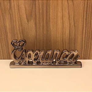 ESCULTURA PALAVRA EM CERAMICA ESPERANÇA - PRATA FUME