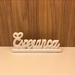 ESCULTURA PALAVRA EM CERAMICA ESPERANÇA  BRANCO