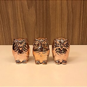 TRIO DE ESCULTURAS MINI CORUJAS DA SABEDORIA - ROSE