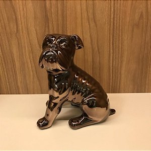 ESCULTURA BULDOG FUMÊ EM CERAMICA