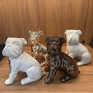 ESCULTURA BULDOG EM CERAMICA 23x13cm