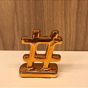 ESCULTURA / ESTATUETA MINI HASHTAG # -  COBRE