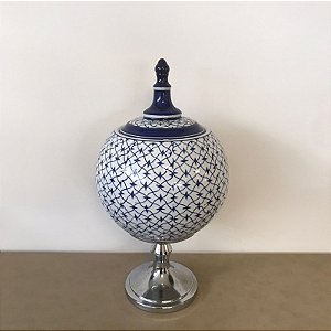 POTE DECORATIVO DE CERAMICA E METAL - GRANDE