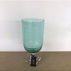 VASO DECORATIVO AZUL DE VIDRO