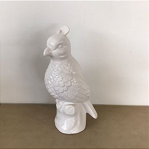 CALOPSITA EM CERAMICA BRANCA