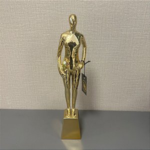 ESCULTURA TROFÉU DOURADO EM CERAMICA