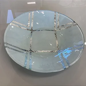 CENTRO DE MESA DECORATIVO BRANCO COM PRATA