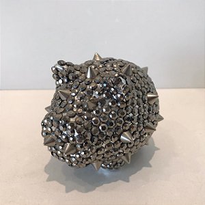 MINI COFRE PORQUINHO SPIKES PRATA