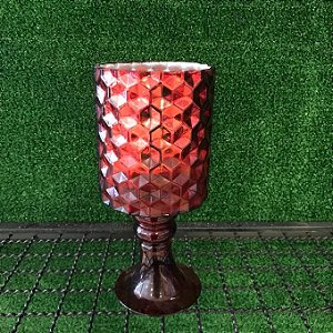 VASO CASTIÇAL EM VIDRO VERMELHO - MEDIO