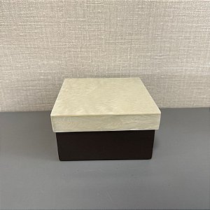 Caixa Quadrada Marrom com Bege Chloe P 15x15cm