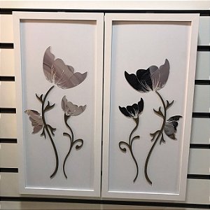 PAR DE QUADROS EM MDF FLORES 60CM