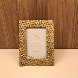PORTA RETRATO DOURADO  EM POLIRESINA E VIDRO
