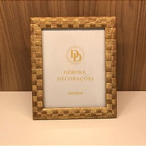 PORTA RETRATO EM MDF DOURADO COM DETALHES QUADRADOS
