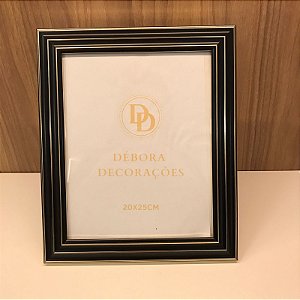 PORTA RETRATO EM MDF PRETO COM ACABAMENTO EM DOURADO