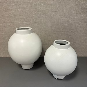 VASO DE CERAMICA BRANCO FOSCO G 32x23cm P 25x19cm