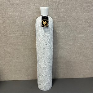 VASO GARRAFA FOLHAS BRANCO EM RESINA  GRANDE
