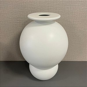 VASO REDONDO BRANCO FOSCO DE CERAMICA GRANDE 37CM