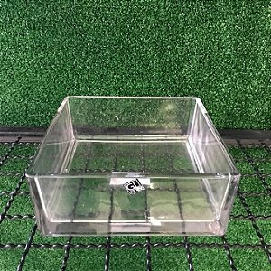 CACHEPOT DE VIDRO TRANSPARENTE QUADRADO  PEQUENO