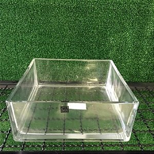 CACHEPOT DE VIDRO TRANSPARENTE QUADRADO MÈDIO