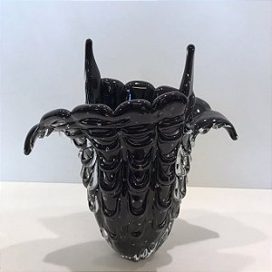 VASO DE DECORAÇÃO EM MURANO PRETO TREVI P