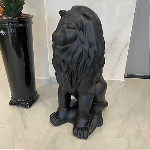 LEÃO DE FIBRA SENTADO PRETO FOSCO
