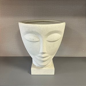 Vaso Ceramica 187 Face Texturizado Off White 38CM