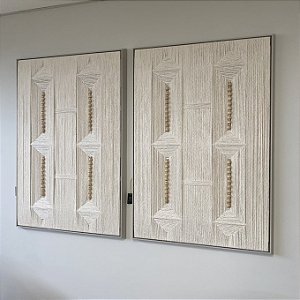 PAR DE QUADROS TEAR BARBANTE COM SEMENTES 1,25X170CM