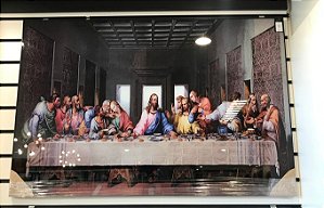 QUADRO SANTA CEIA VIDRO E LATERAL ALUMÍNIO
