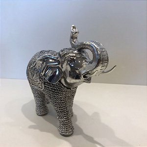 ELEFANTE DE RESINA PRATA - 19X23CM