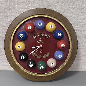 RELOGIO DECORATIVO EM FIBRA - BILLIARD 40X40CM