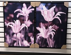 PAR DE QUADROS TELAS EM CANVA  FLORES 90X120CM