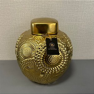 POTICHE DECORATIVA DE  CERAMICA DOURADA