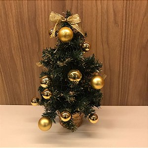 MINI ÁRVORE DE NATAL COM ENFEITE DOURADO