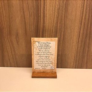 PLAQUINHA COM BASE - " ELE É MEU DEUS , O MEU REFÚGIO , A MINHA FORTALEZA...