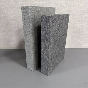 CAIXA LIVRO MDF REVESTIDO LINHO G 28x20cm M 25x18cm
