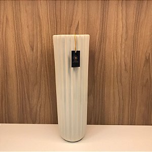 VASO DE CERAMICA CANELADO OFF WHITE   GRANDE