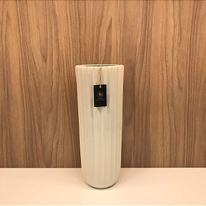VASO DE CERAMICA CANELADO OFF WHITE   PEQUENO