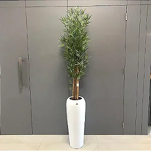 VASO CHINA BRANCO COM BAMBOO