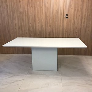 MESA DE JANTAR RETANGULAR EM VIDRO BRANCO  2,00 X 1,00M