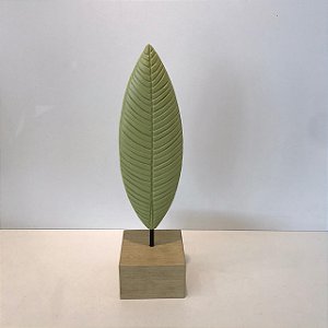 ESCULTURA FOLHA VERDE CLARO PEQUENA 32X9X9CM